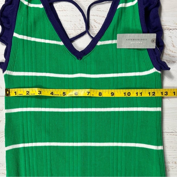 Anthropoligie NWT Daily Practice Green/Navy Striped Dress, Size Medium Petite - Picture 11 of 15